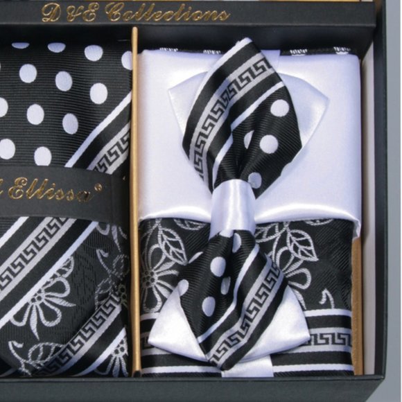Daniel Ellissa White Black Bow & Neck Tie 6 Set - Picture 4 of 6